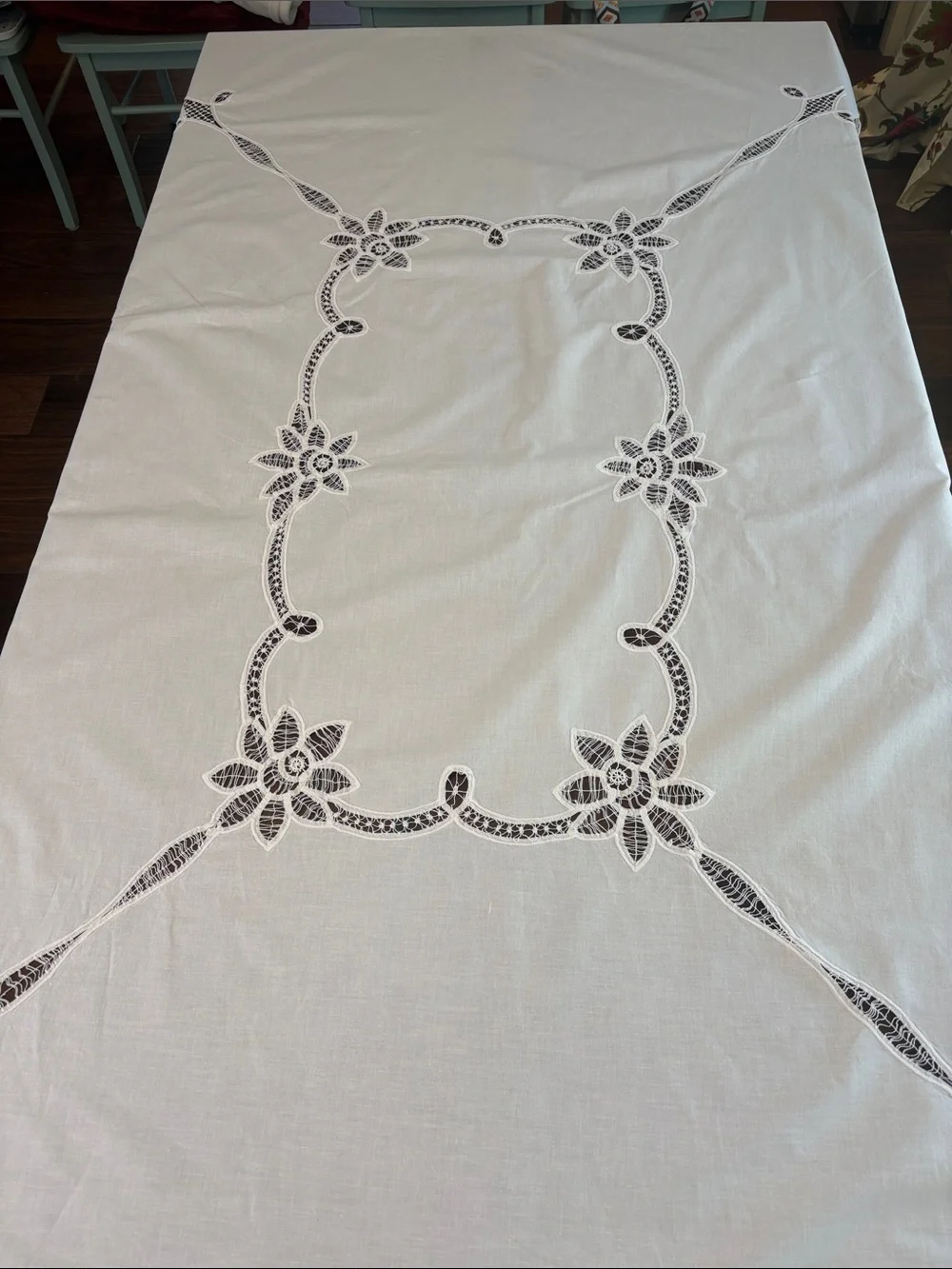 Elegant Large Vintage Battenburg Lace Tablecloth - Gorgeous!